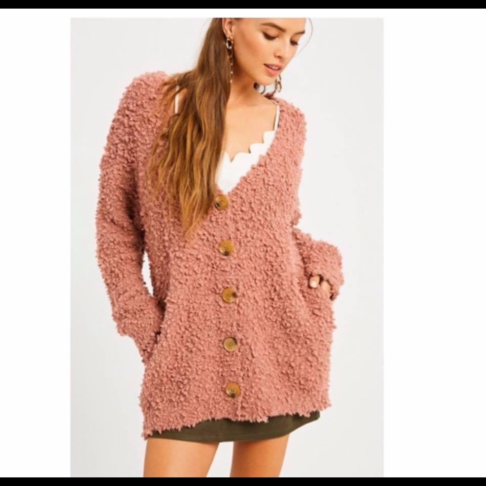 Listicle Ash Rose Cardigan Sweater